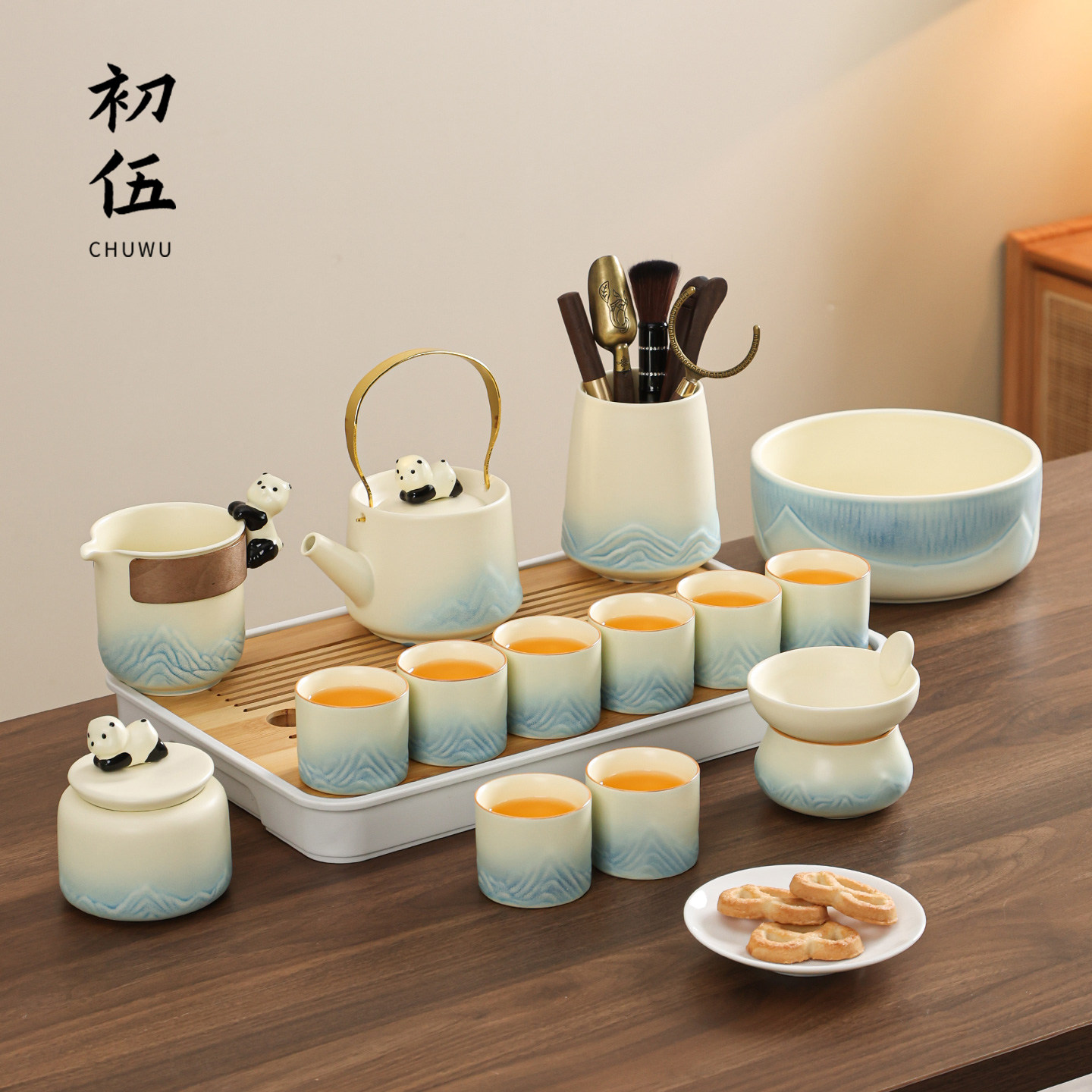 初伍粗陶功夫茶具套装2026新款家用办公室会客高档整套泡茶壶茶杯