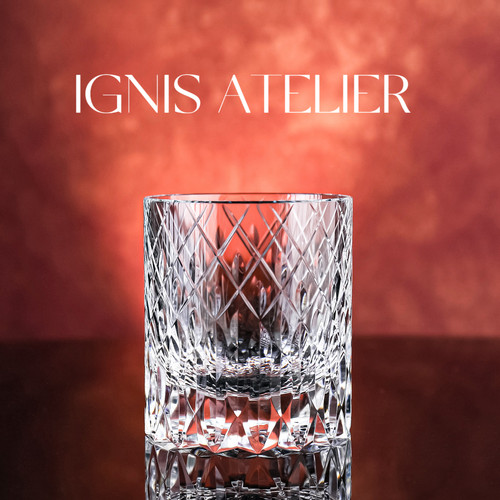 七夕节礼物IGNIS ATELIER水晶威士忌杯洋酒杯菱格纹切割工艺酒具