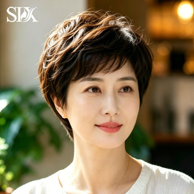 假发女短发卷发真发全真人发透气