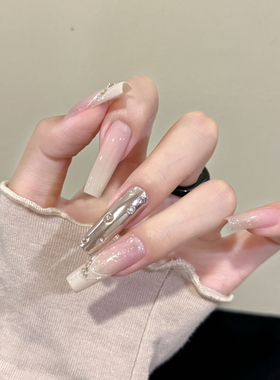 韩系米白渐变辣妹亚比风穿戴甲
