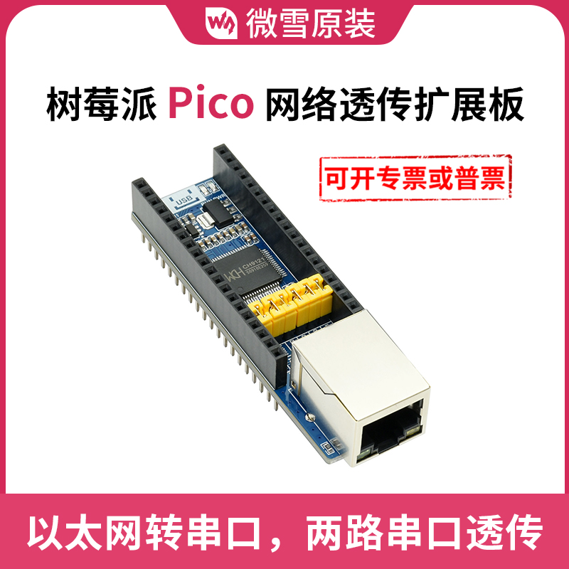 Raspberry Pi Pico网络串口透传扩展板 CH9121双通道网口模块