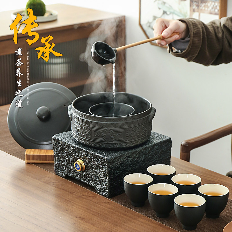 黑晶炉耐高温煮茶壶黑茶白茶专用勺式煮茶器烧泡茶炉茶具带盖子陶