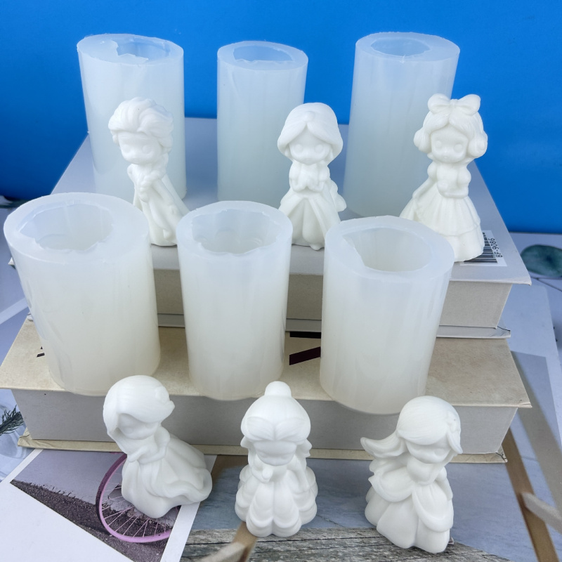 迷你3D立体公主硅胶模具手工diy石膏娃娃香薰蜡烛公仔摆件滴胶模