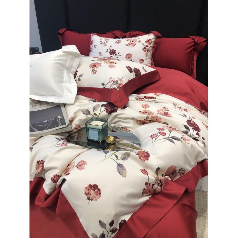 品牌家纺官方旗舰店官网正品100支长绒棉数码印花婚庆四件套全棉使用感如何?