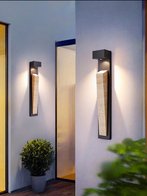 户外防水壁灯洞石门牌灯别墅大门外墙灯花园庭院过道人体感应壁灯