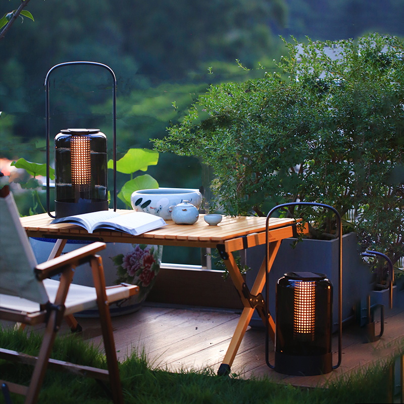 户外防水太阳能庭院景观别墅花园露台露营草坪灯简约充电手提灯
