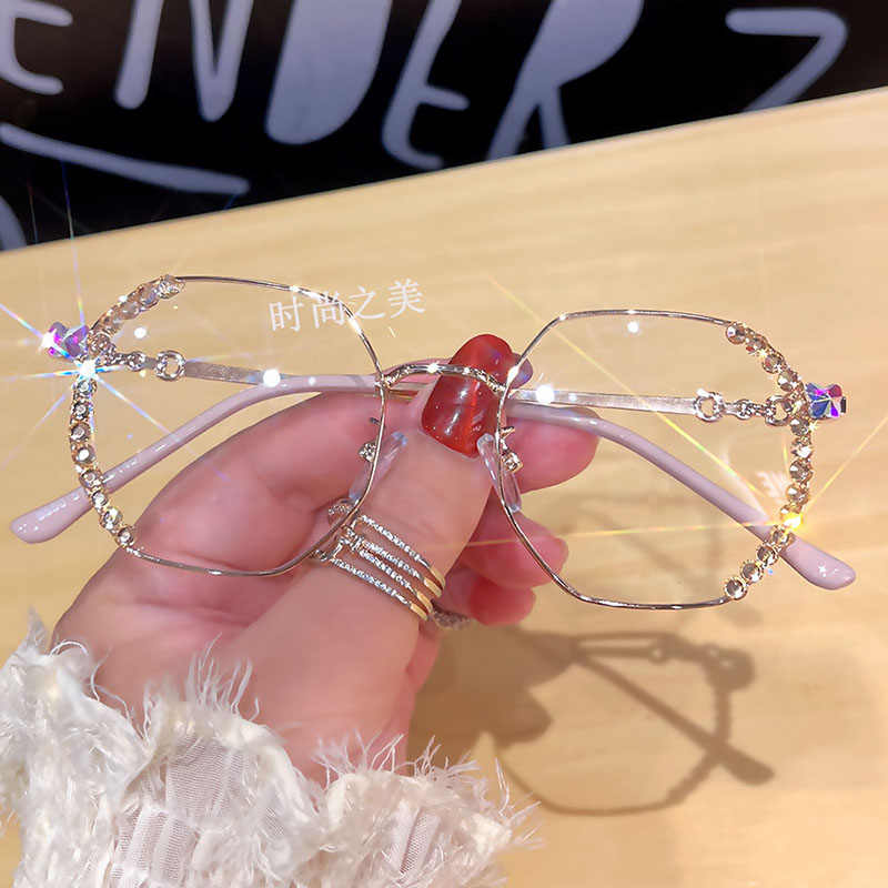 時尚之美韓系通用貼鉆平光鏡超輕