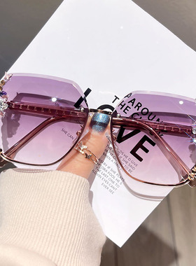 2026时尚大框太阳镜女潮款遮阳防紫外线无框切边墨镜高级感显脸小