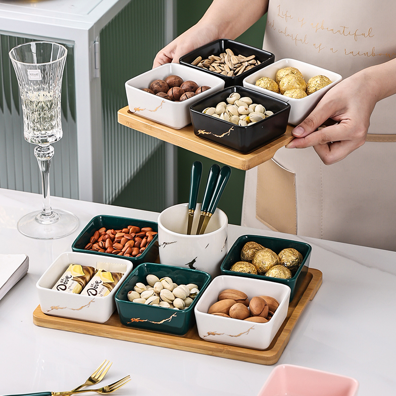 果盘高级感商用盘子陶瓷分格