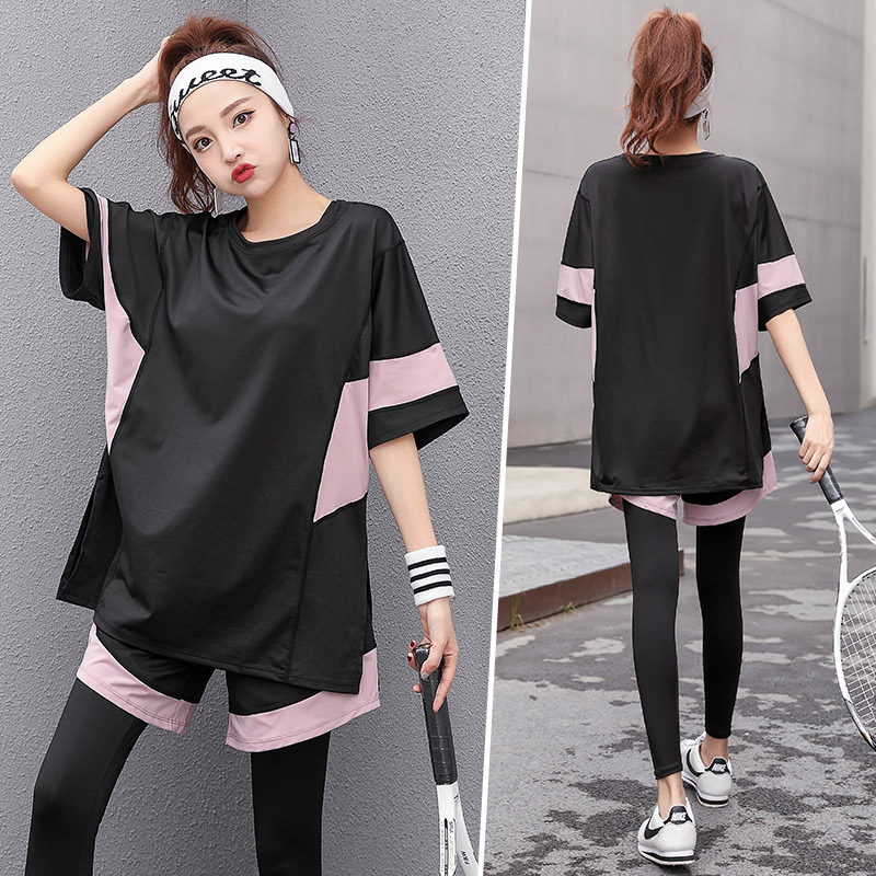 大码瑜伽服套装女2026新款速干胖mm健身房网红宽松显瘦晨跑运动服