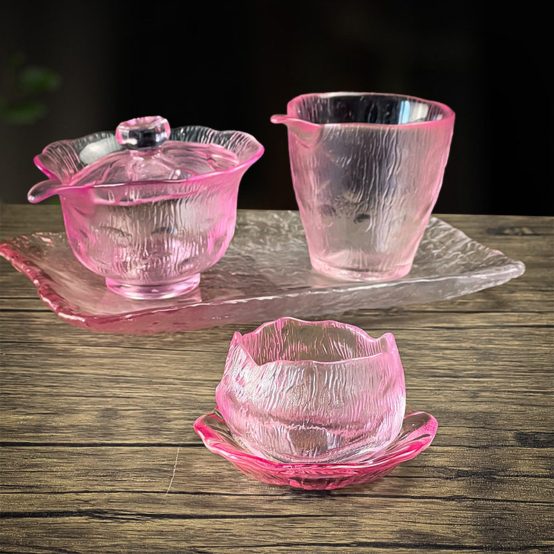 C14莲花冰冻烧盖碗茶杯冰川纹功夫茶具套装家用冰冻烧泡茶手抓壶