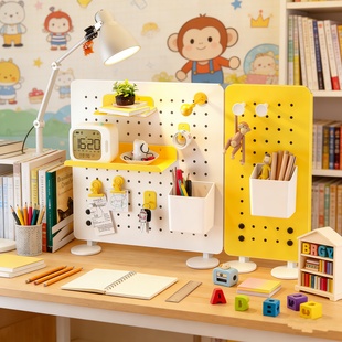 桌面置物架洞洞板办公室隔断免打孔儿童学习书桌收纳展示桌上书架