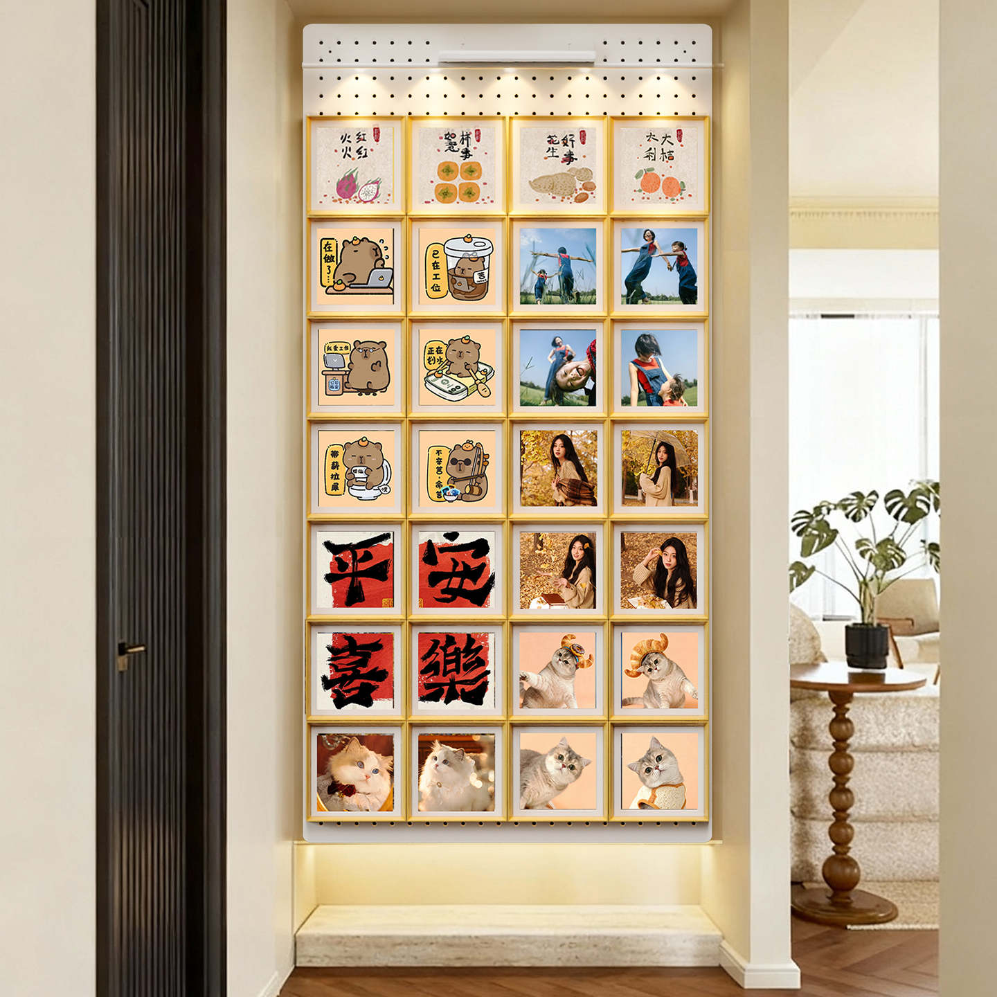 磁吸照片墙高级感客厅走廊洞洞板