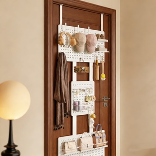 门后挂衣架洞洞板置物架挂钩加长免打孔挂衣板一体卧室门背上收纳