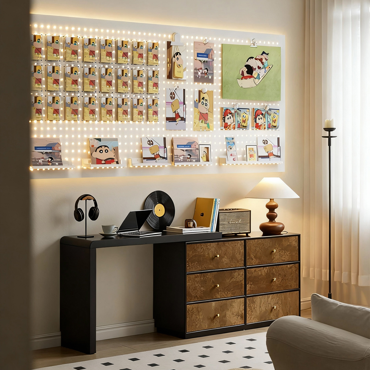 小卡展示洞洞痛板挂墙软木板好物拍立得照片墙板留言墙上洞洞板贴谷子立牌镭射票上墙收纳密封防尘防潮摔