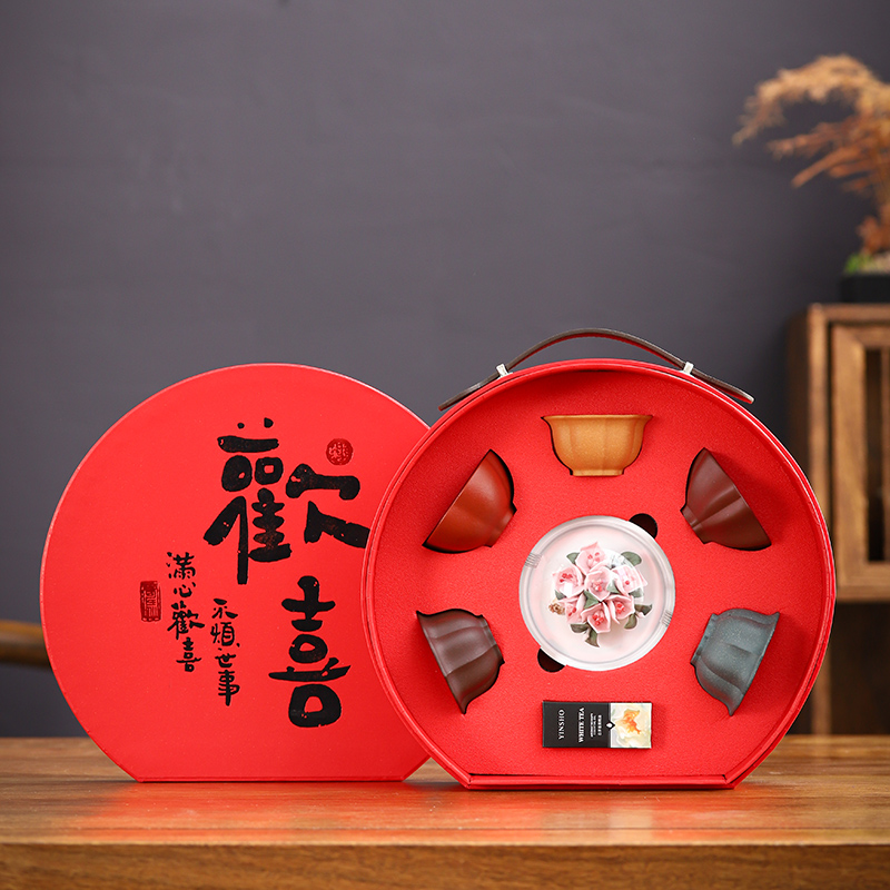 新款原矿五福紫砂茶杯香薰套装