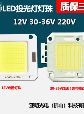 LED投光灯灯珠芯片光源DC12V30V36V220V电瓶10W20W30W50W免驱集成