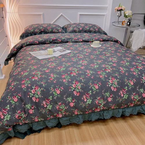 法式花边纯棉三件套床盖四件套