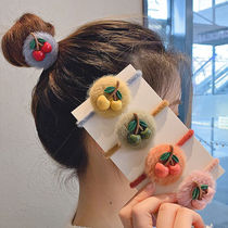 Japanese and Korean girls' headgear, hair ball, cherry hair rope, hair circle, Korean version, red women's hair binding, leather band, head rope, headgear