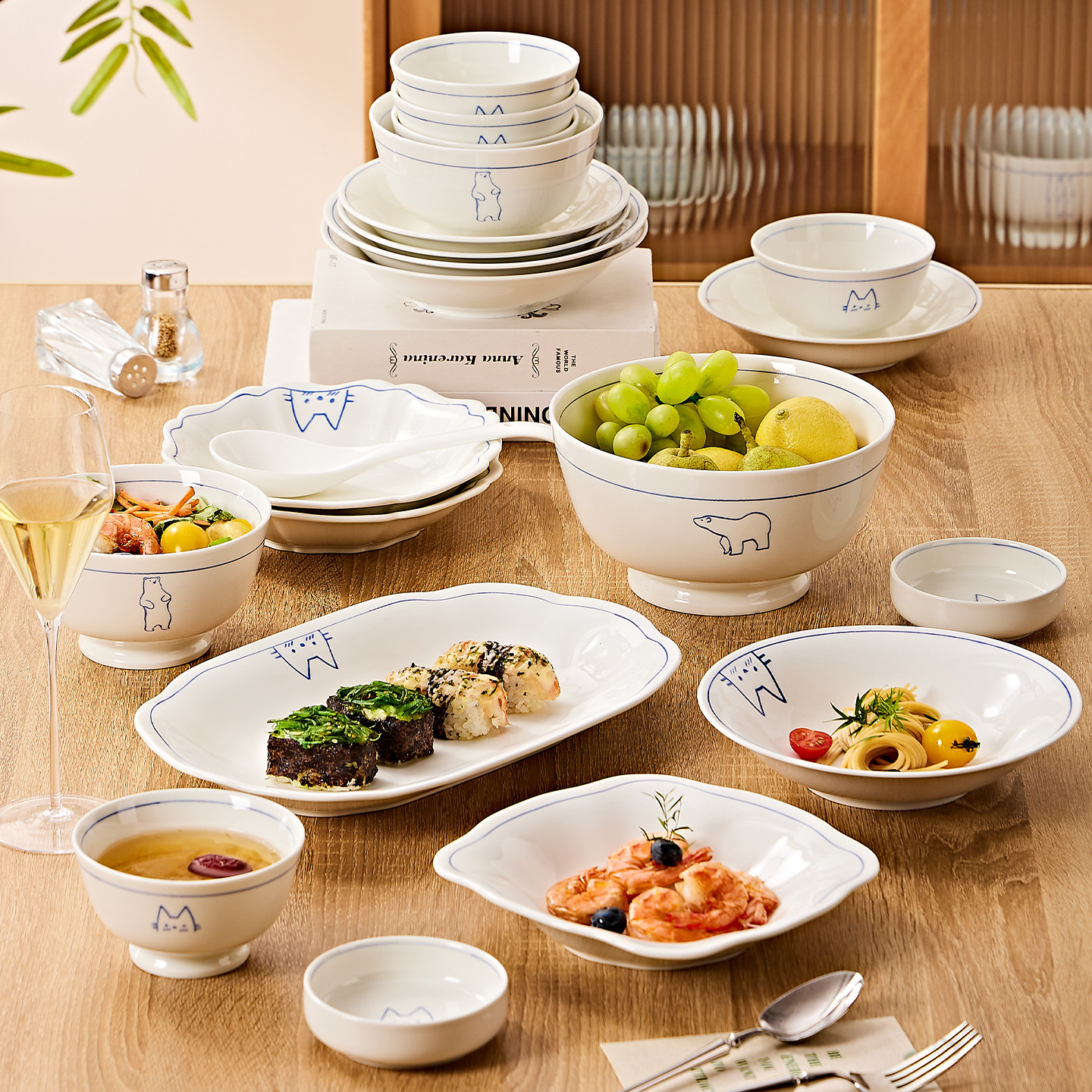 碗碟套装家用陶瓷餐具碗盘碟盘子碗饭碗菜盘釉下彩乔迁之喜入宅碗,餐饮具,盘,淘宝优惠券,粉丝福利购,淘宝优惠卷