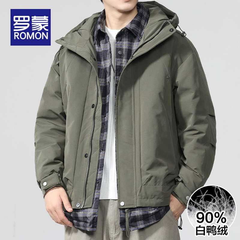 罗蒙基础大众连帽常规羽绒服