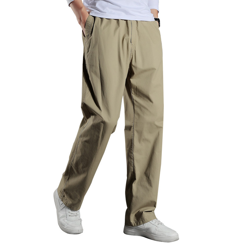 罗蒙男士商务休闲裤春季纯棉宽松胖子直筒裤男加肥加大长裤子春秋