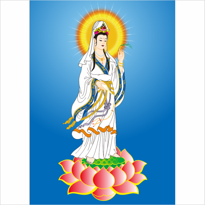 送子观音海报贴画挂画观世音菩萨图客厅中堂佛像画像
