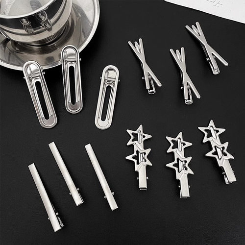 金属发夹冷淡风银色一字鸭嘴夹