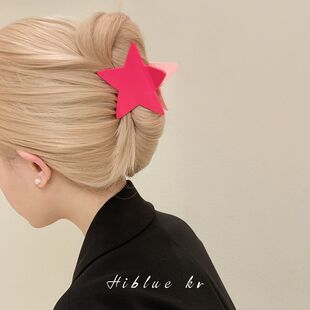 韩系五角星抓夹大号女撞色夹in高颜值2023年新款发夹发饰品