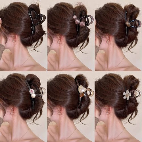 高级感咖色中号发夹女后脑勺