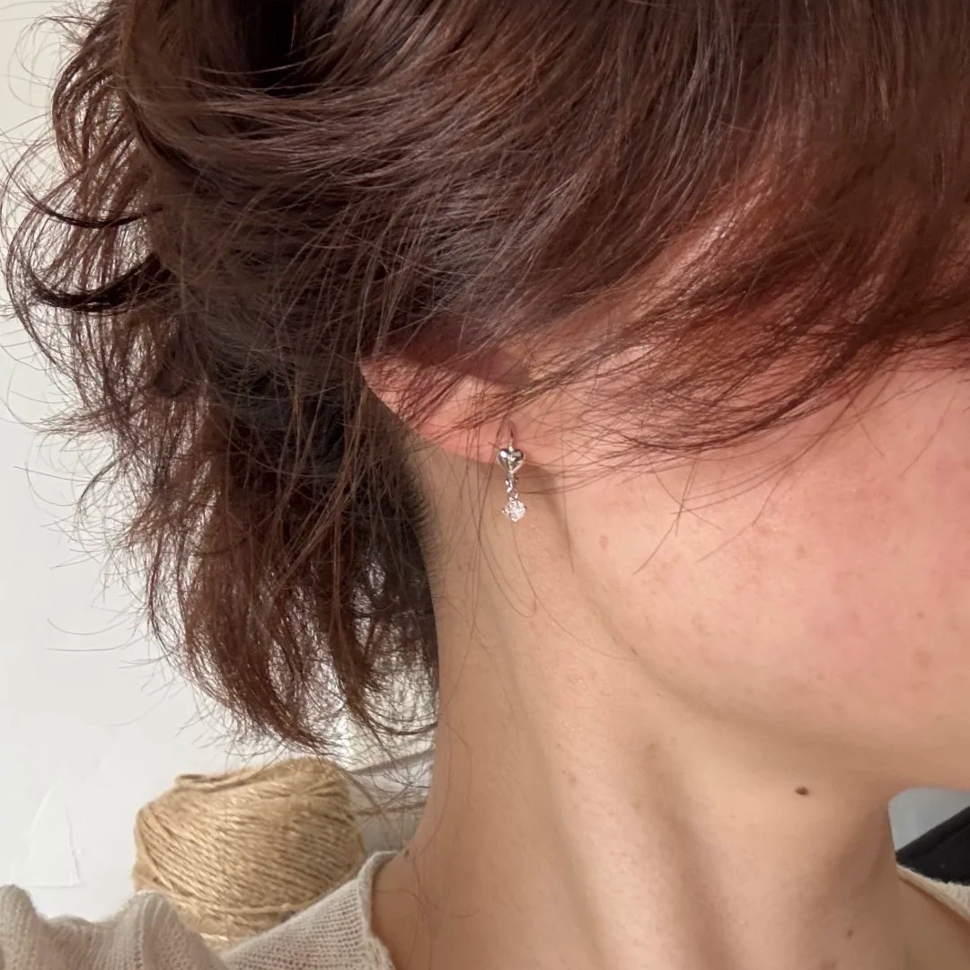 十里间【925银｜要买的小桃心】甜美通勤s925银爱心水滴耳环耳扣