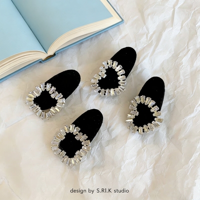 十里间【星河水钻】高级感亮晶晶方形爱心刘海夹丝绒发夹鸭嘴夹