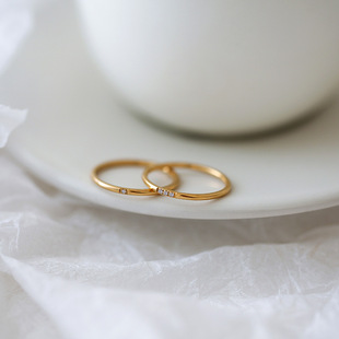 十里间【一定要买的钻钻基础戒指】简约气质金色戒指通勤百搭指环