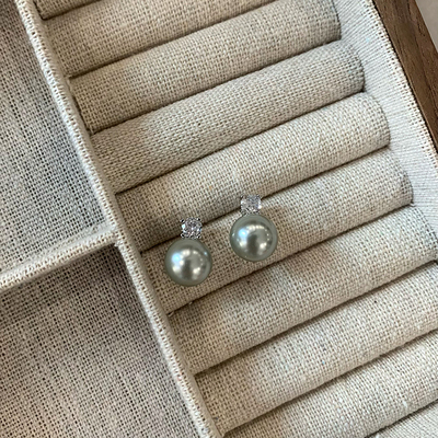 十里间灰珍珠银针耳钉蚊香盘耳夹