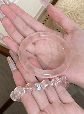 十里间【粉水晶狠货回归】天然粉晶芙蓉石手镯圆条镯子粉水晶手链