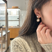 浪漫双珍珠两戴款 法式 耳环百搭通勤耳钉 高光小灯泡 十里间