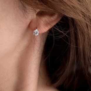 十里间 简约气质亮晶晶s925银锆石耳扣百搭耳环 925银｜钻闪
