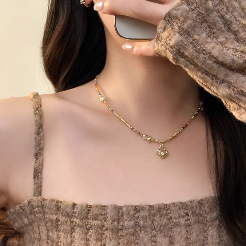 十里间彩色串珠淡水珍珠项链