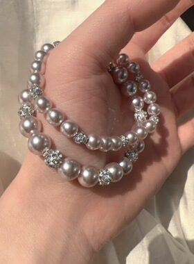 十里间【s925银｜海粉玫瑰】法式浪漫s925银珍珠手链叠戴手串