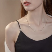 十里间 甜美小清新淡水珍珠项链简约气质可调节锁骨链 大珠小珠