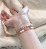 草莓晶天然淡水珍珠手链甜美可爱新中式 十里间 桃花玄学 手串