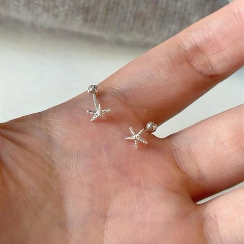 十里间【足银｜海星】甜美小清新简约气质s999星星耳钉海星耳骨钉