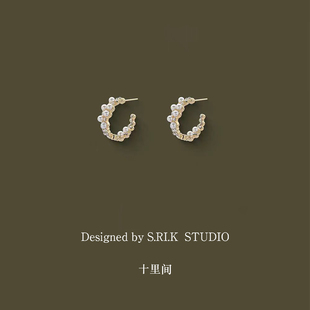 十里间【清晨白露】甜美可爱珍珠圈圈耳环百搭少女小清新耳饰