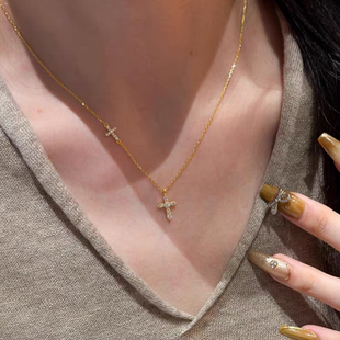 十里间【925银｜精致版】简约气质s925银十字架项链百搭锁骨链