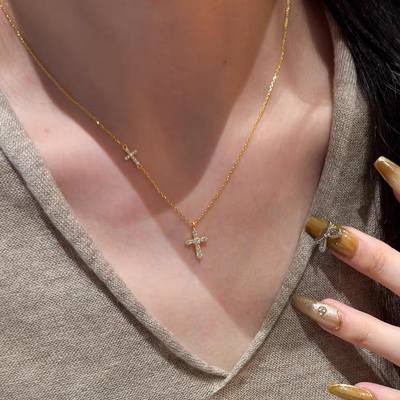 十里间【925银｜精致版】简约气质s925银十字架项链百搭锁骨链