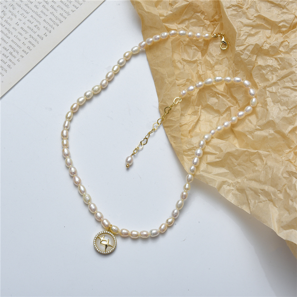 甜美风锁骨链百搭可调节淡水珍珠