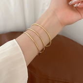 简约气质三层沙金手镯复古新中式 十里间 幸福敲门 磨砂镯子