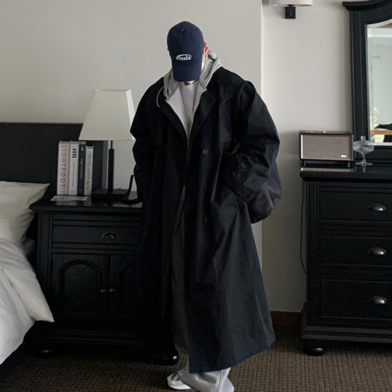 中长款过膝风衣春秋翻领痞帅大衣