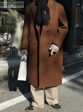 ASCLO&QIAO老钱风高级感毛呢大衣长款过膝垂坠感双排扣加厚呢外套