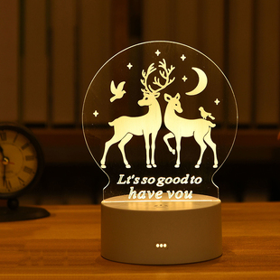 创意3D立体梦幻床头梦幻小夜灯柔光不刺眼即插即用小夜灯